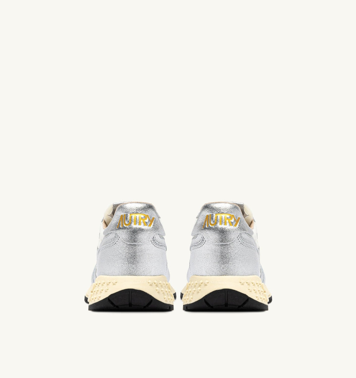 AUTRY Woman REELWIND SNEAKERS IN SILVER-TONE NYLON AND METALIZED LEATHER