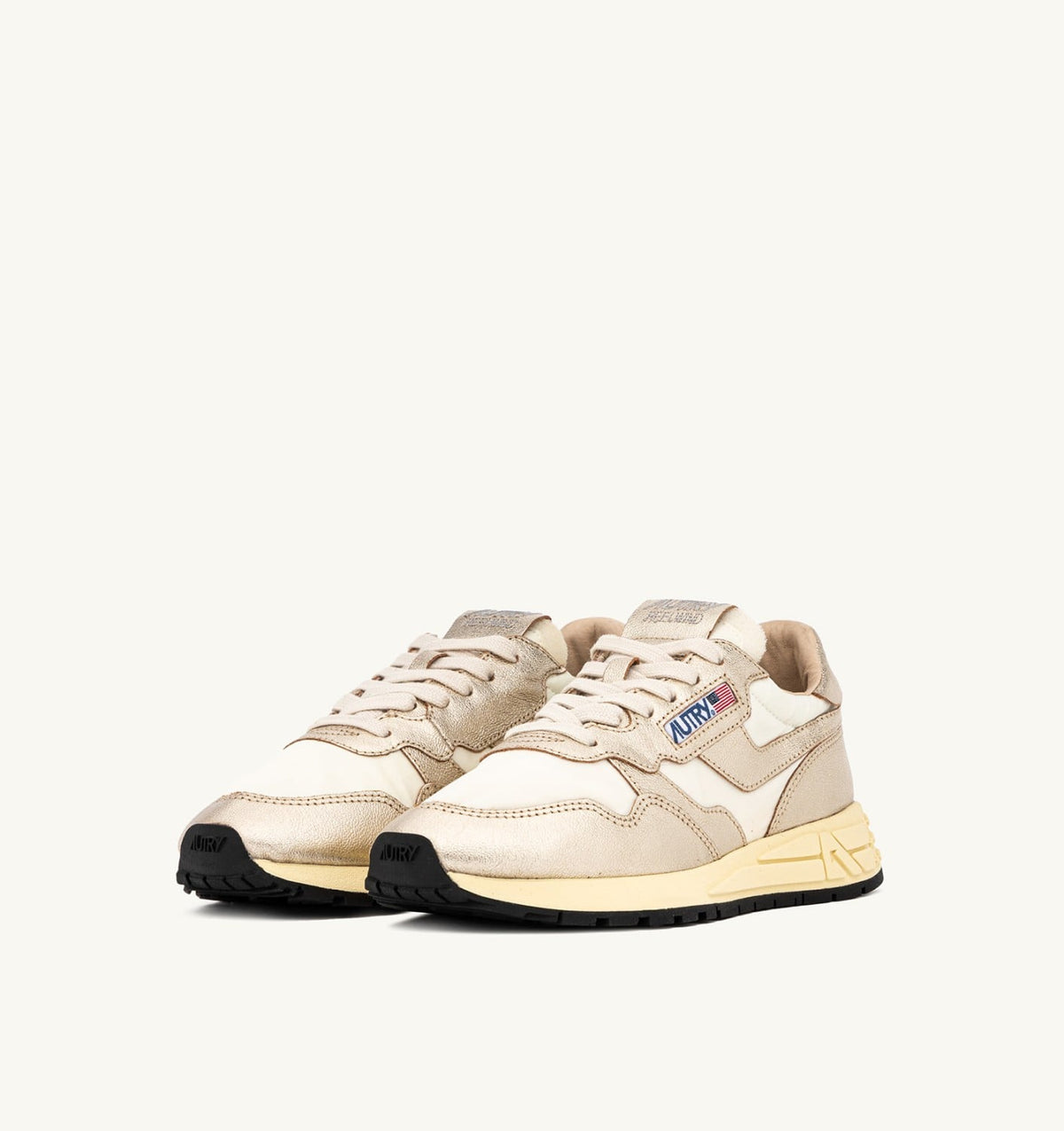 AUTRY Woman REELWIND SNEAKERS IN GOLD- TONE NYLON AND METALIZED LEATHER