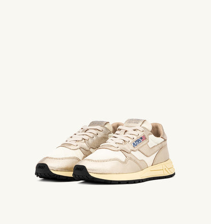 AUTRY Woman REELWIND SNEAKERS IN GOLD- TONE NYLON AND METALIZED LEATHER