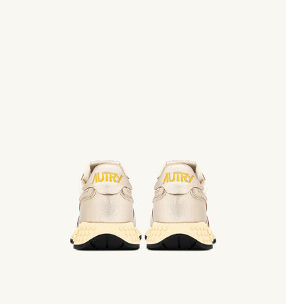 AUTRY Woman REELWIND SNEAKERS IN GOLD- TONE NYLON AND METALIZED LEATHER