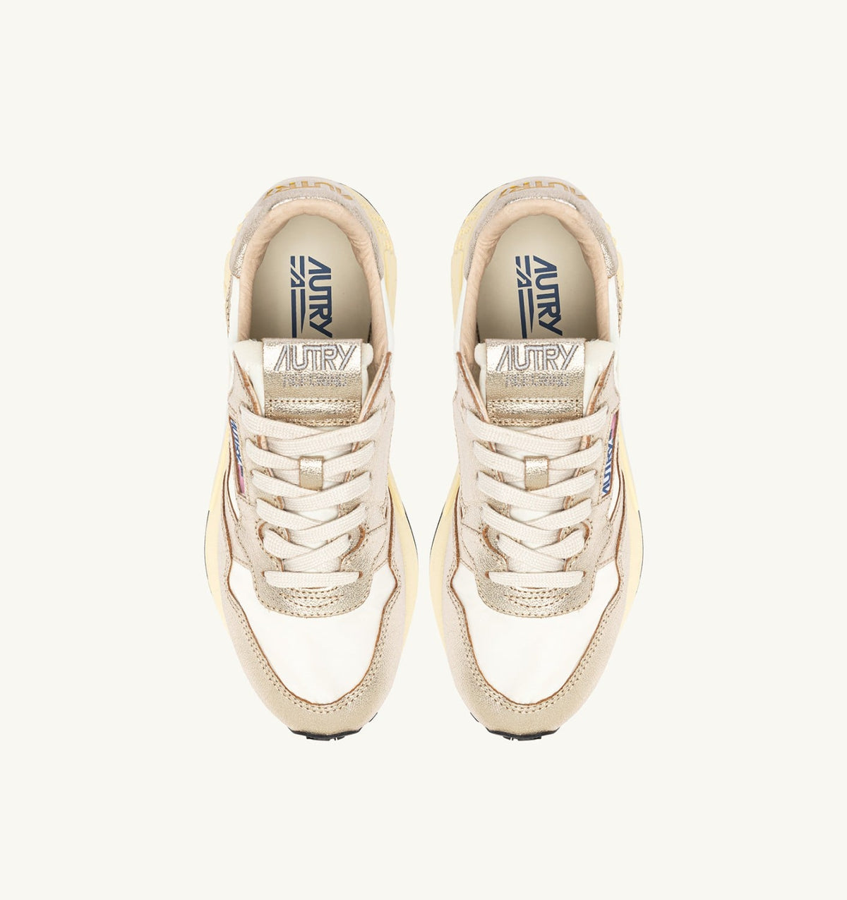 AUTRY Woman REELWIND SNEAKERS IN GOLD- TONE NYLON AND METALIZED LEATHER