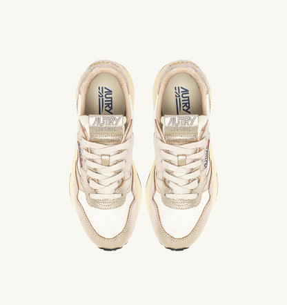 AUTRY Woman REELWIND SNEAKERS IN GOLD- TONE NYLON AND METALIZED LEATHER