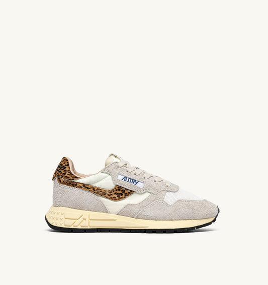 AUTRY Woman REELWIND LOW SNEAKERS IN NYLON AND SUEDE COLOR WHITE AND LEOPARD