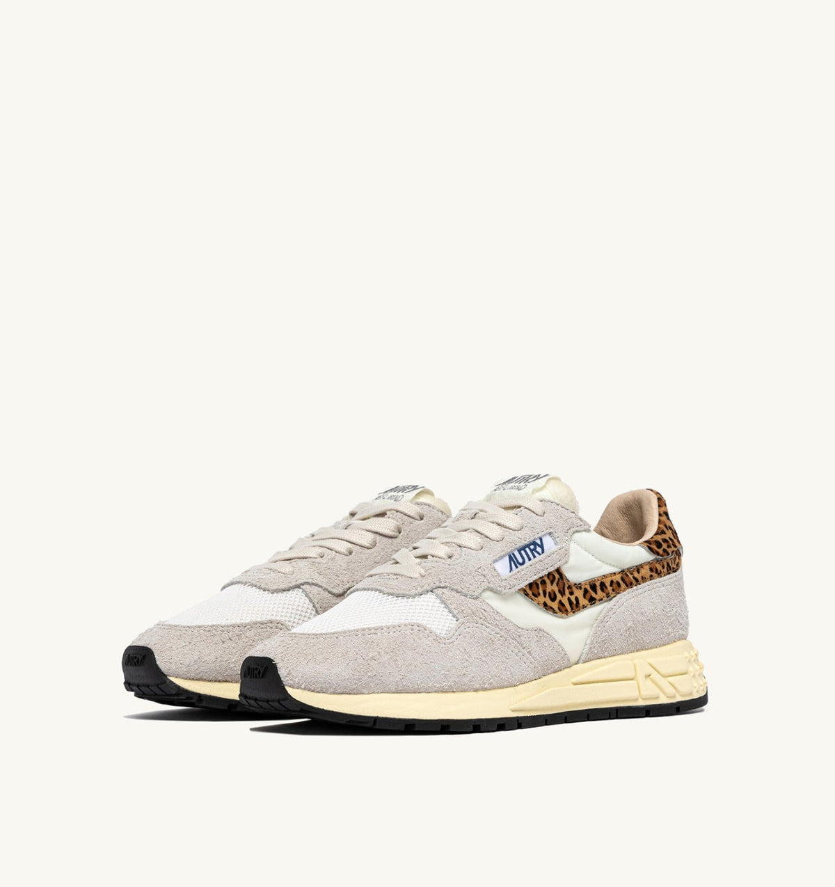 AUTRY Woman REELWIND LOW SNEAKERS IN NYLON AND SUEDE COLOR WHITE AND LEOPARD
