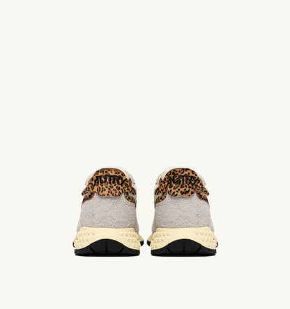 AUTRY Woman REELWIND LOW SNEAKERS IN NYLON AND SUEDE COLOR WHITE AND LEOPARD