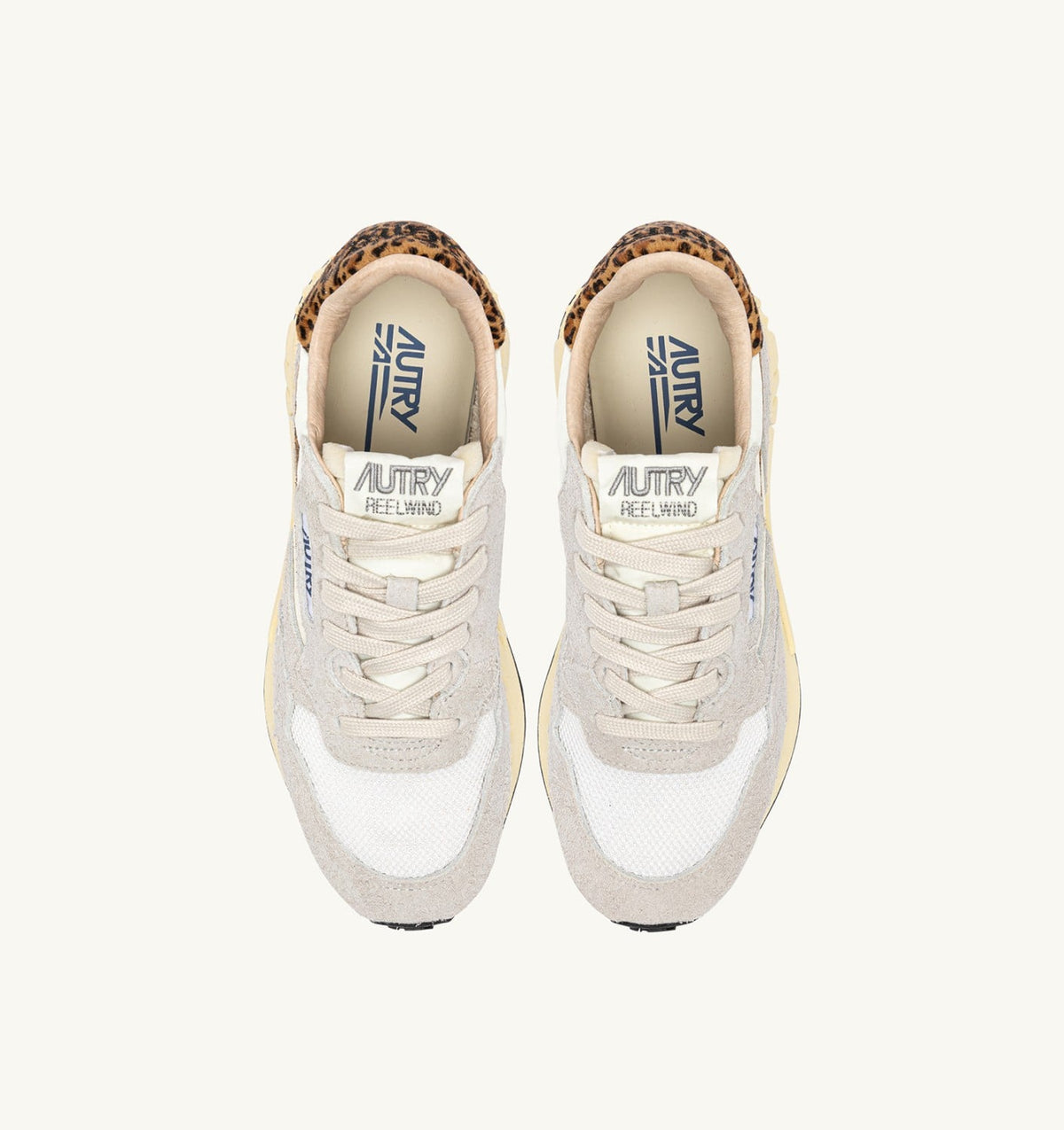 AUTRY Woman REELWIND LOW SNEAKERS IN NYLON AND SUEDE COLOR WHITE AND LEOPARD