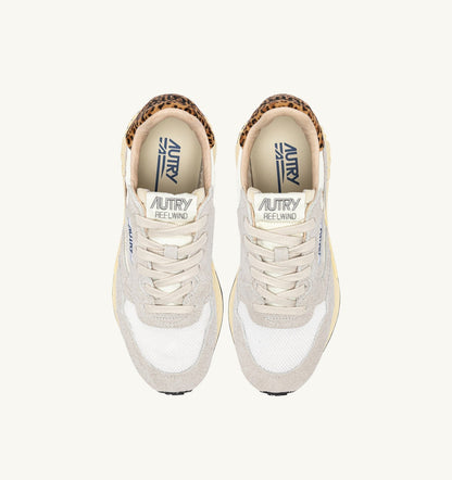 AUTRY Woman REELWIND LOW SNEAKERS IN NYLON AND SUEDE COLOR WHITE AND LEOPARD