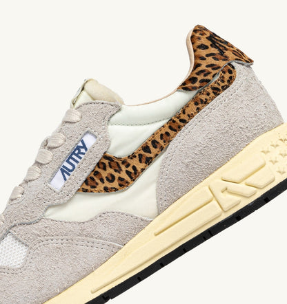 AUTRY Woman REELWIND LOW SNEAKERS IN NYLON AND SUEDE COLOR WHITE AND LEOPARD