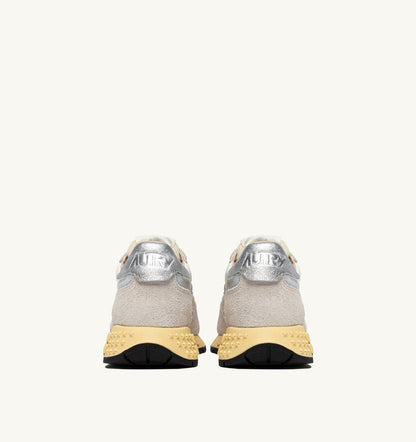 AUTRY Woman REELWIND SNEAKERS IN WHITE AND SILVER NYLON AND SUEDE
