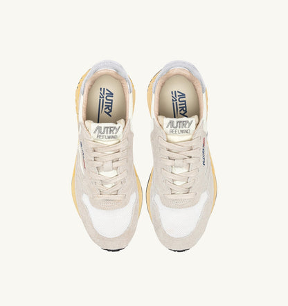 AUTRY Woman REELWIND SNEAKERS IN WHITE AND SILVER NYLON AND SUEDE
