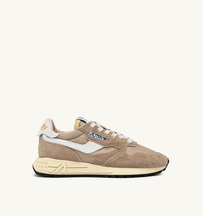 AUTRY Woman REELWIND LOW SNEAKERS IN PEPPER AND WHITE NYLON AND SUEDE