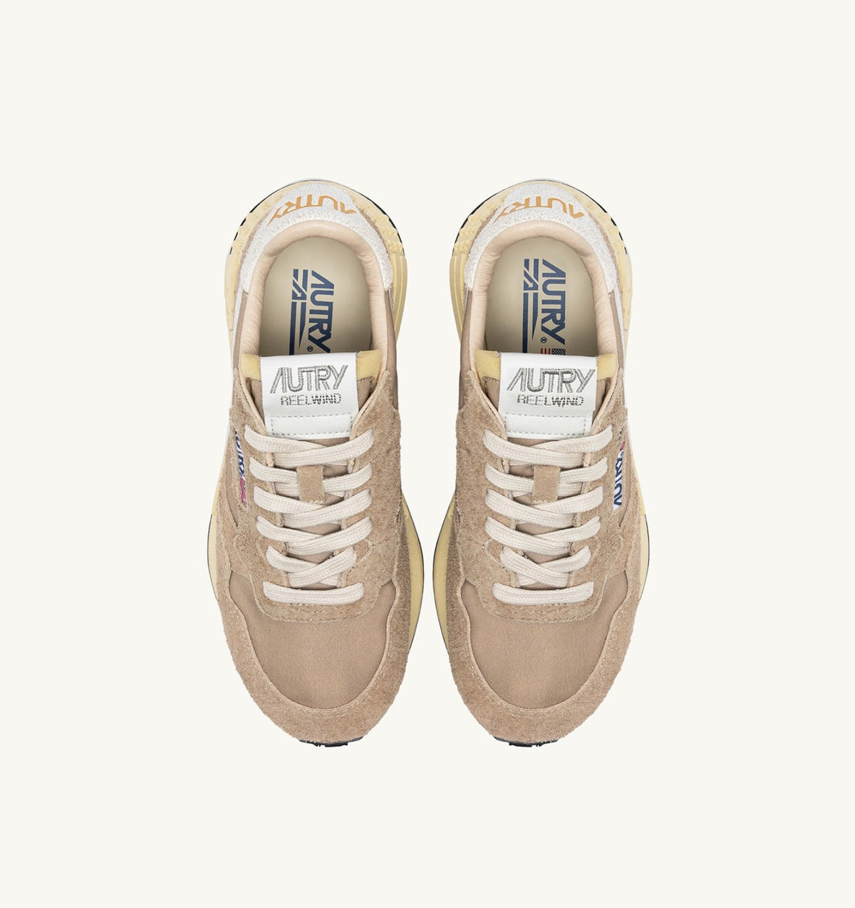 AUTRY Woman REELWIND LOW SNEAKERS IN PEPPER AND WHITE NYLON AND SUEDE