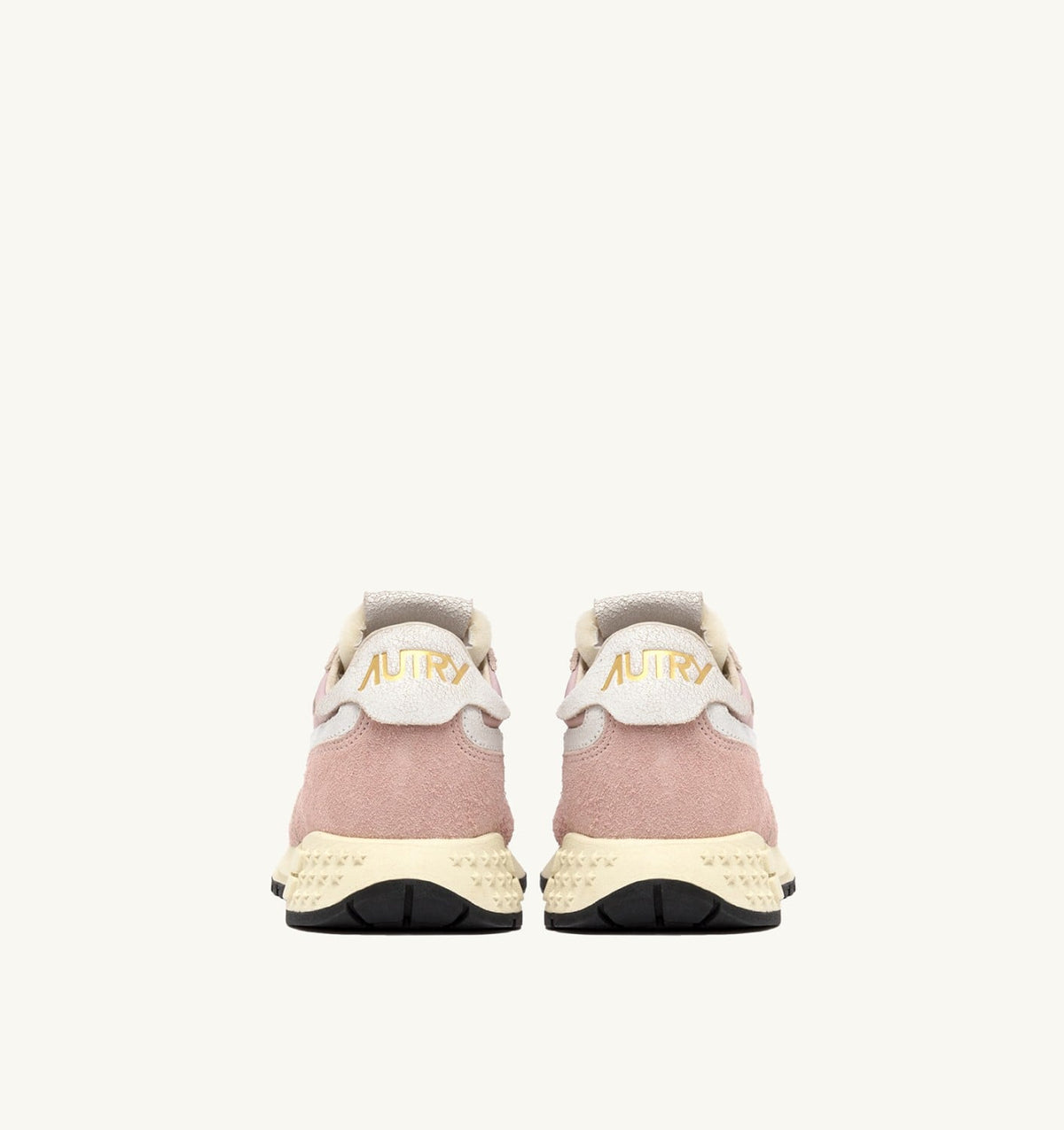 AUTRY Woman REELWIND LOW SNEAKERS IN WHITE AND POWDER PINK NYLON AND SUEDE