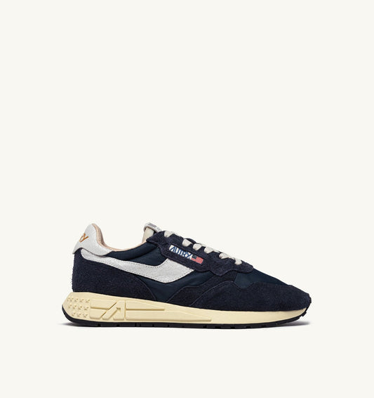 AUTRY Woman REELWIND LOW SNEAKERS IN BLUE SPACE AND WHITE NYLON AND SUEDE