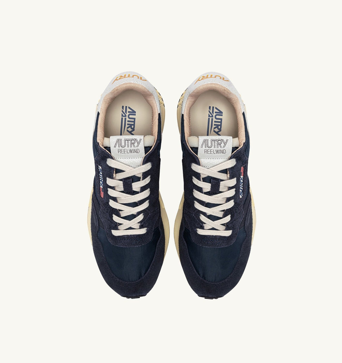 AUTRY Woman REELWIND LOW SNEAKERS IN BLUE SPACE AND WHITE NYLON AND SUEDE