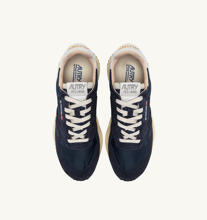 AUTRY Woman REELWIND LOW SNEAKERS IN BLUE SPACE AND WHITE NYLON AND SUEDE