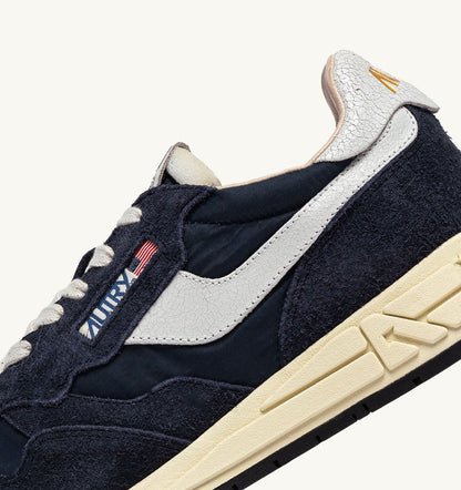 AUTRY Woman REELWIND LOW SNEAKERS IN BLUE SPACE AND WHITE NYLON AND SUEDE