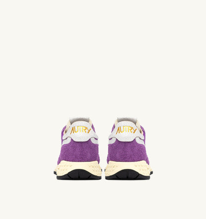 AUTRY Woman REELWIND LOW SNEAKERS IN WHITE AND DEWBERRY NYLON AND SUEDE