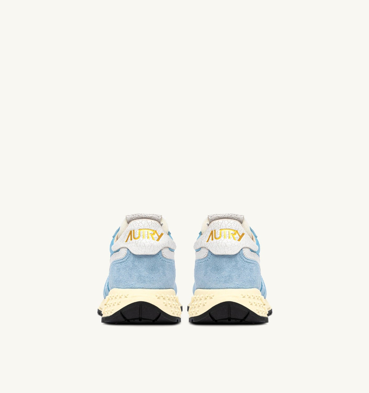 AUTRY Woman REELWIND LOW SNEAKERS IN WHITE AND FORGET ME NOT NYLON AND SUEDE
