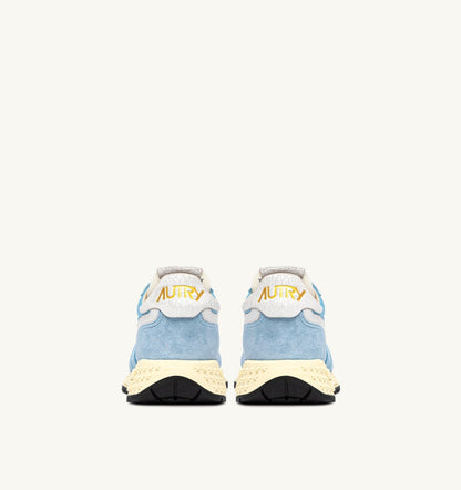 AUTRY Woman REELWIND LOW SNEAKERS IN WHITE AND FORGET ME NOT NYLON AND SUEDE