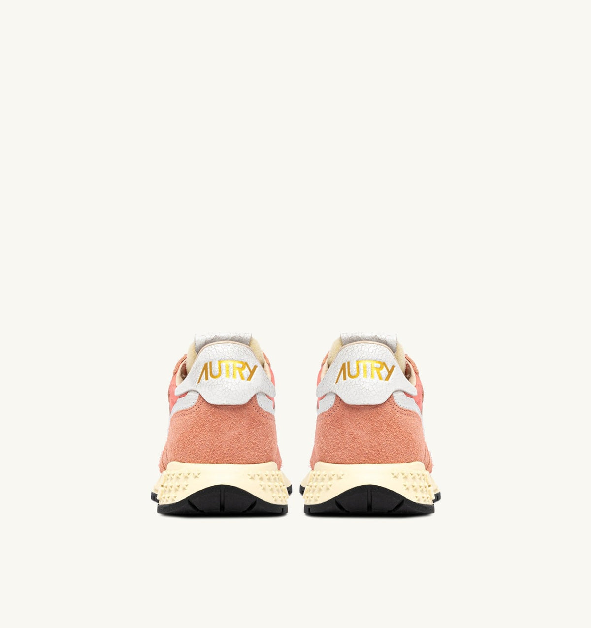 AUTRY Woman REELWIND LOW SNEAKERS IN WHITE AND PEACH PINK NYLON AND SUEDE