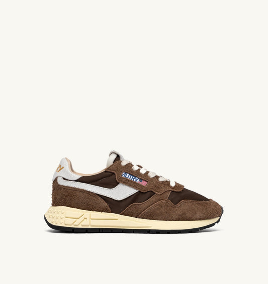 AUTRY Woman REELWIND LOW SNEAKERS IN WHITE AND TUNDRA NYLON AND SUEDE