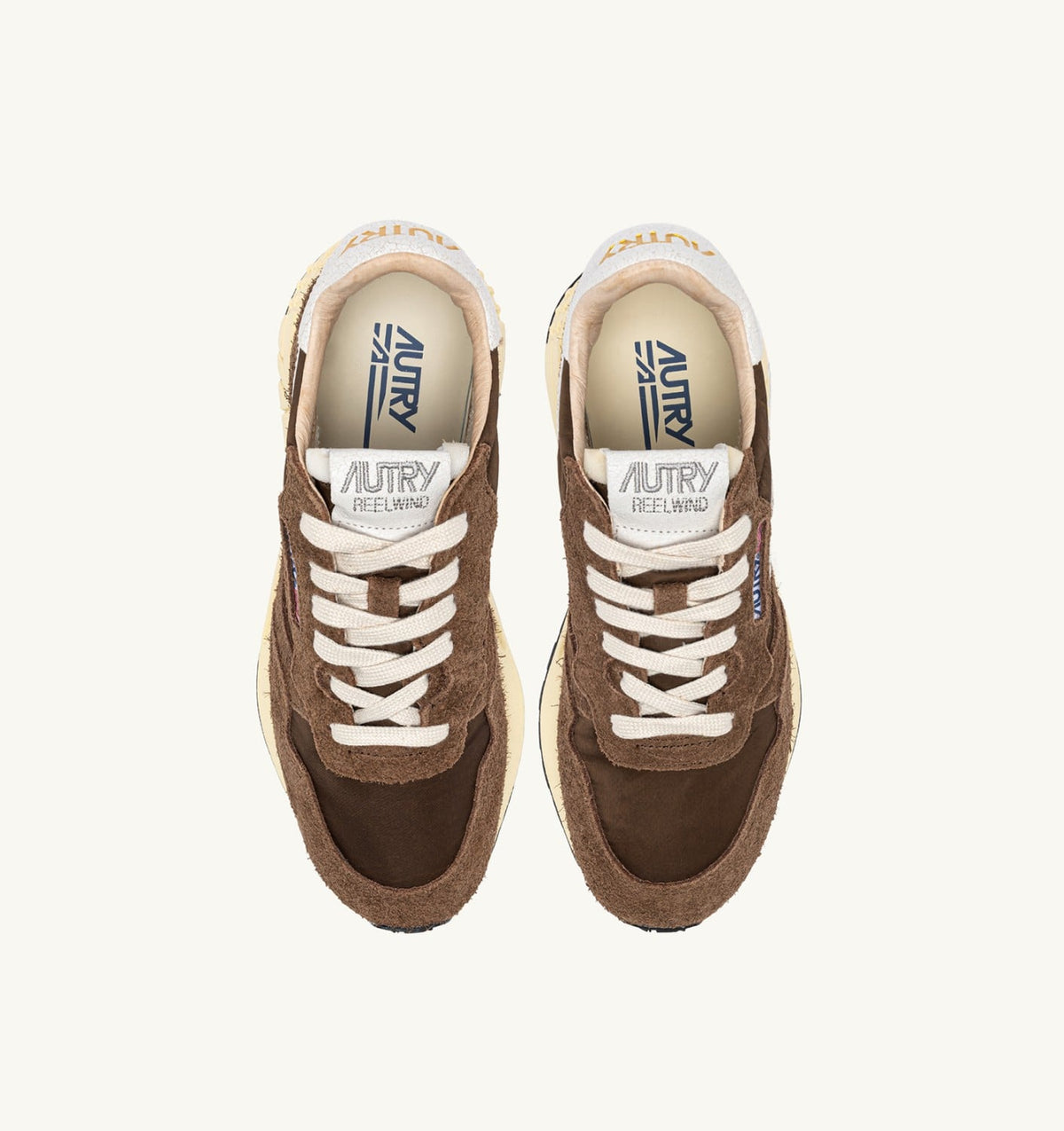 AUTRY Woman REELWIND LOW SNEAKERS IN WHITE AND TUNDRA NYLON AND SUEDE
