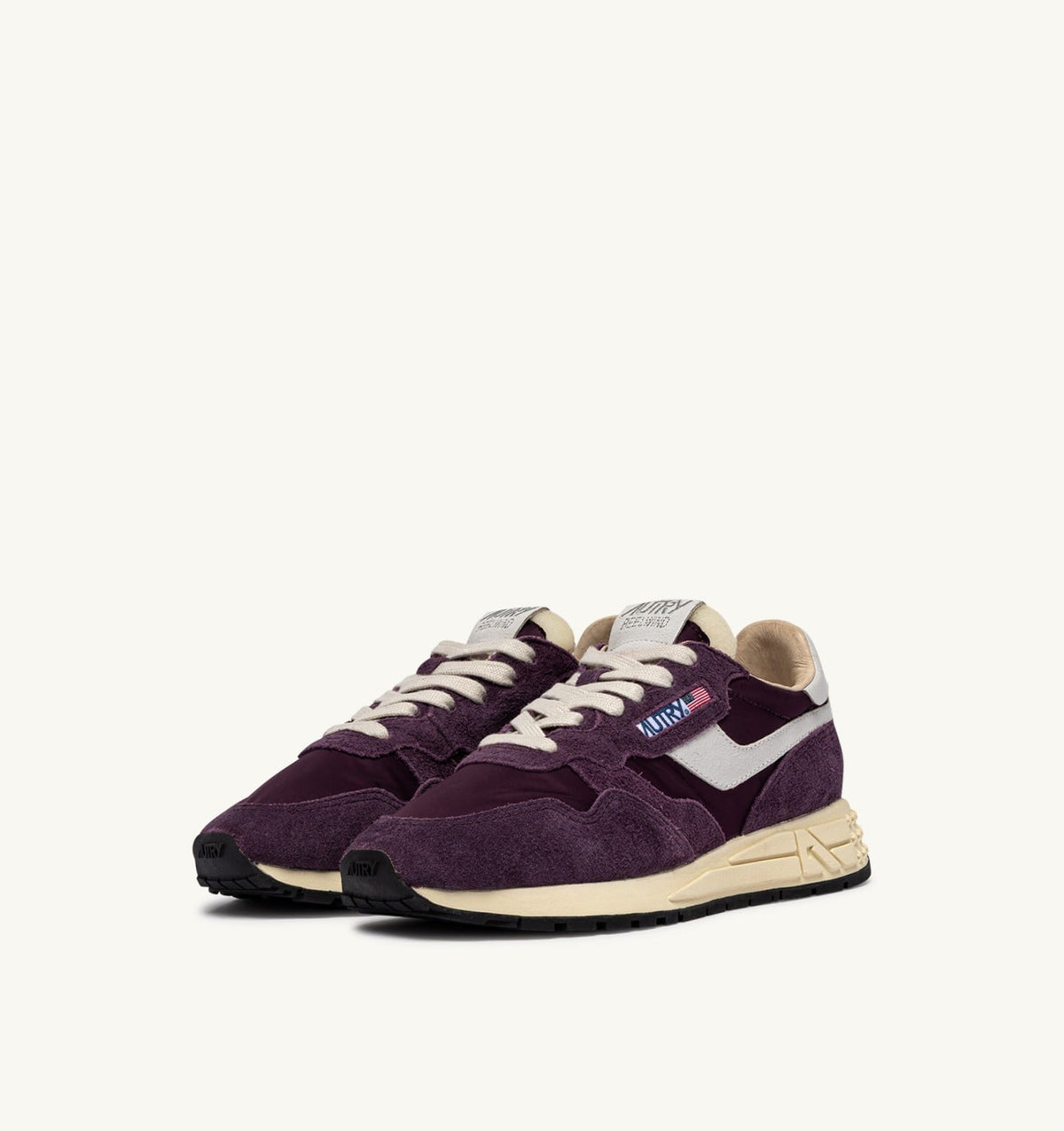 AUTRY Woman REELWIND LOW SNEAKERS IN WHITE AND WINTER BLOOM NYLON AND SUEDE
