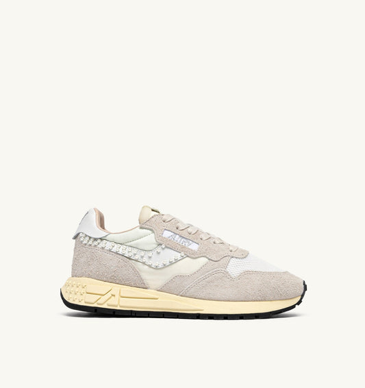 AUTRY Woman REELWIND LOW SNEAKERS IN WHITE NYLON AND SUEDE