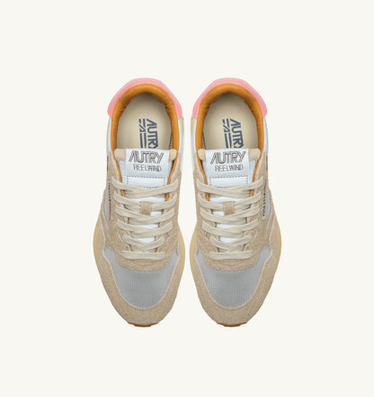 AUTRY Woman REELWIND LOW SNEAKERS IN REFLECTIVE NYLON AND SUEDE COLOR SILVER PLATINUM