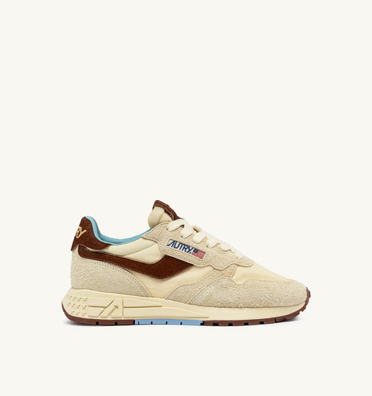 AUTRY Woman REELWIND LOW SNEAKERS IN BROWN AND NUT NYLON AND SUEDE