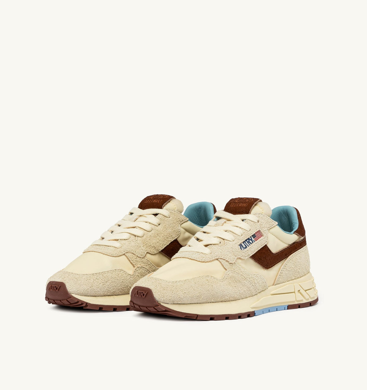AUTRY Woman REELWIND LOW SNEAKERS IN BROWN AND NUT NYLON AND SUEDE