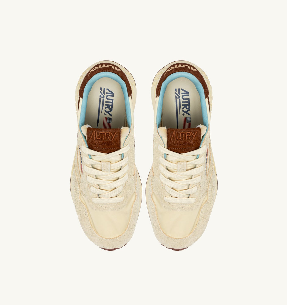 AUTRY Woman REELWIND LOW SNEAKERS IN BROWN AND NUT NYLON AND SUEDE
