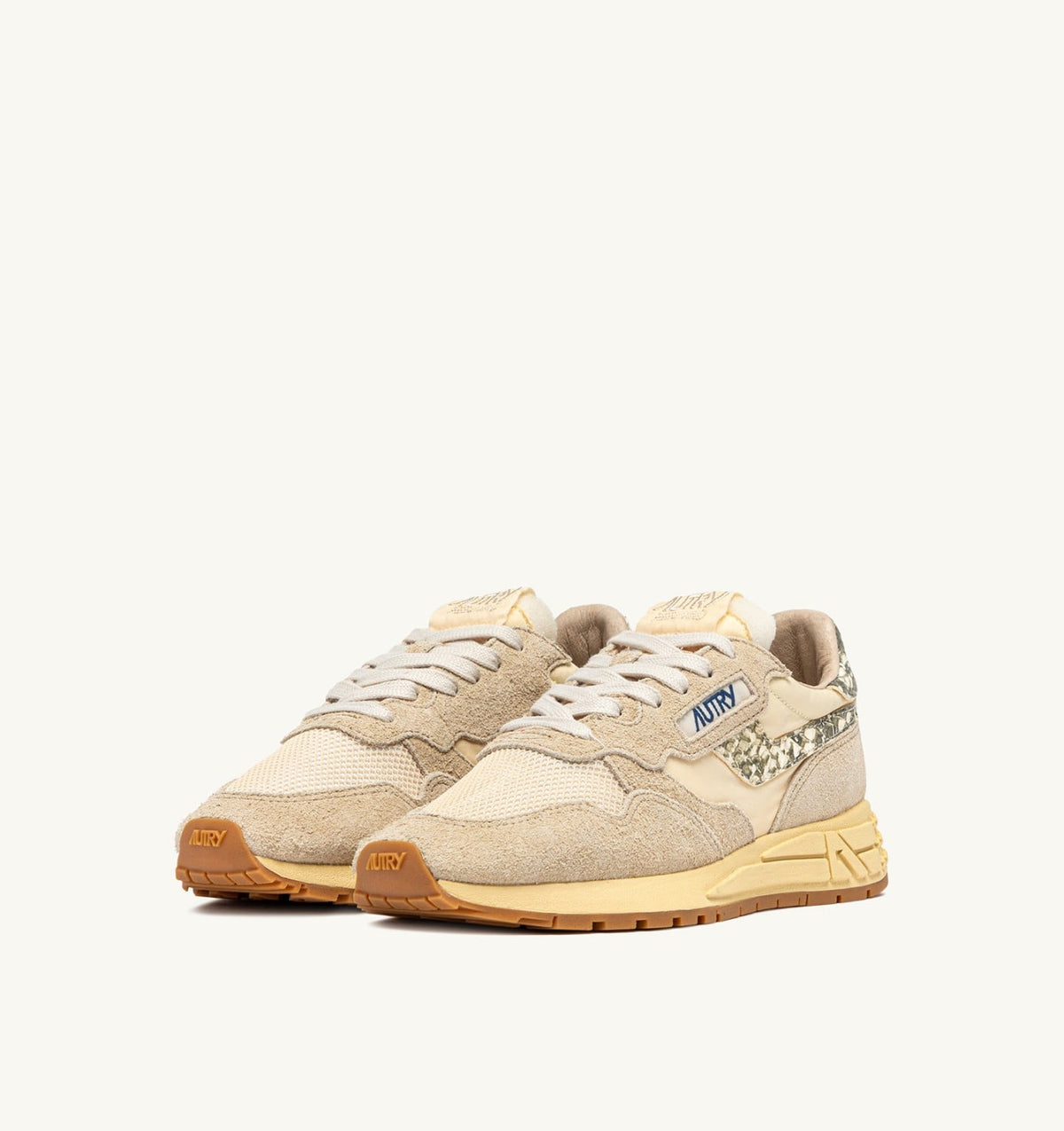 AUTRY Woman REELWIND LOW SNEAKERS IN NYLON AND SUEDE COLOR ECRU AND ROCK