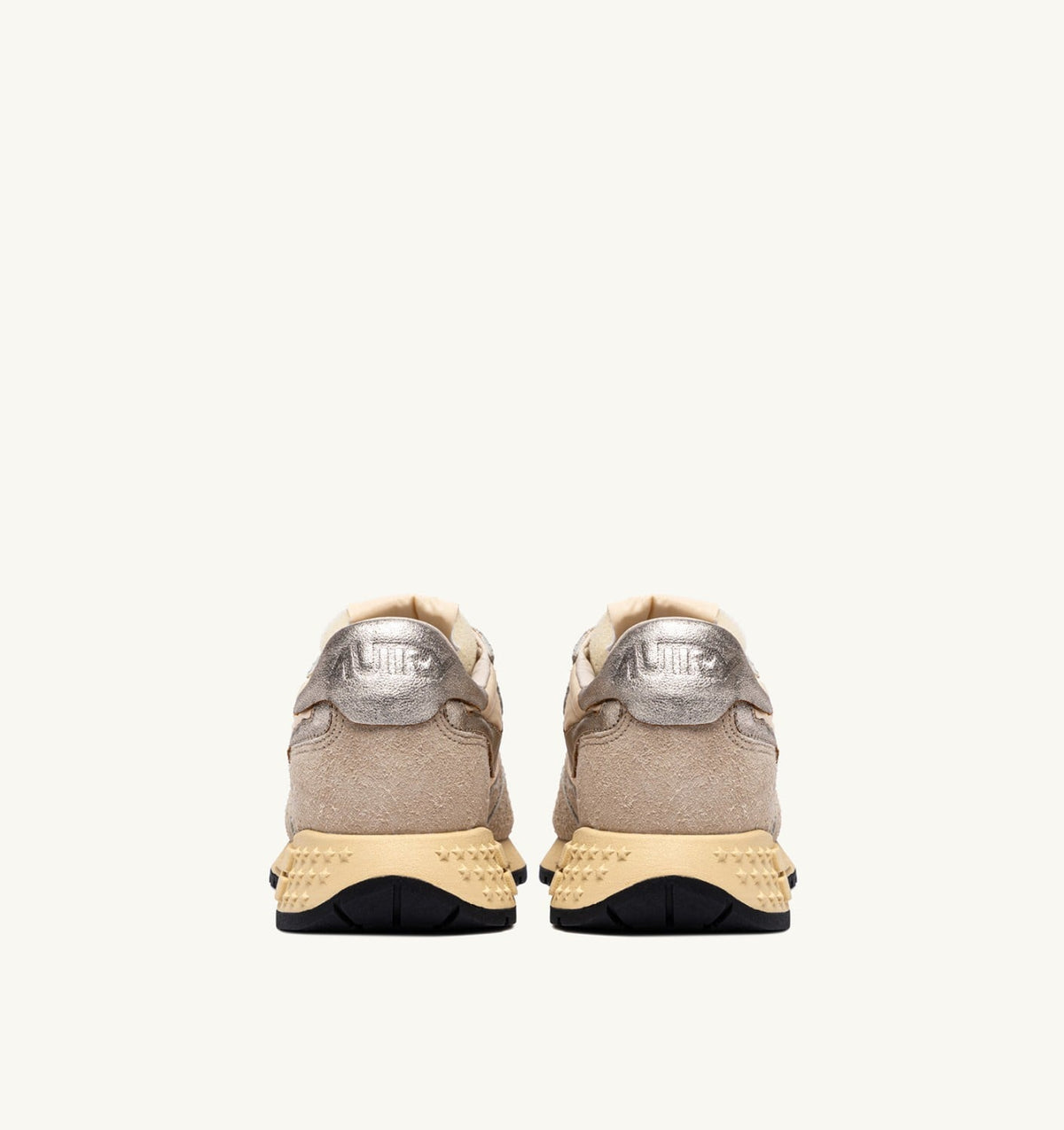 AUTRY Woman REELWIND LOW SNEAKERS IN NYLON SUEDE AND LEATHER COLOR ECRU AND PLATINUM