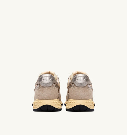 AUTRY Woman REELWIND LOW SNEAKERS IN NYLON SUEDE AND LEATHER COLOR ECRU AND PLATINUM