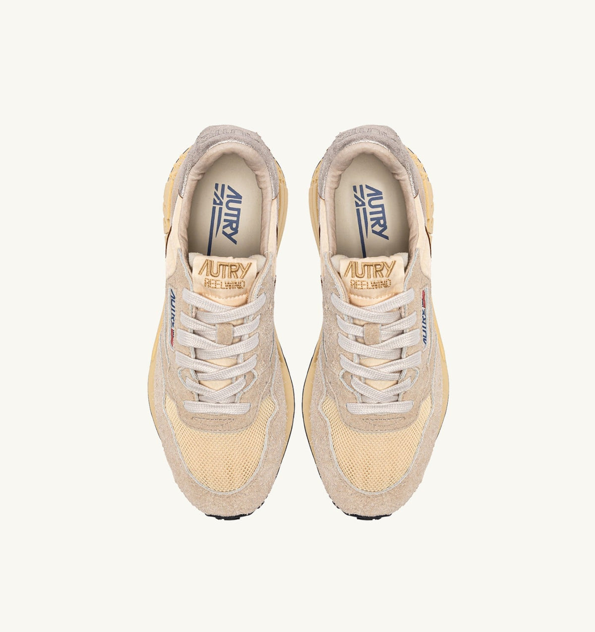 AUTRY Woman REELWIND LOW SNEAKERS IN NYLON SUEDE AND LEATHER COLOR ECRU AND PLATINUM