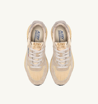 AUTRY Woman REELWIND LOW SNEAKERS IN NYLON SUEDE AND LEATHER COLOR ECRU AND PLATINUM