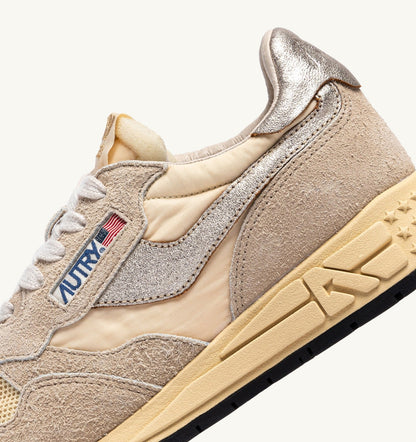 AUTRY Woman REELWIND LOW SNEAKERS IN NYLON SUEDE AND LEATHER COLOR ECRU AND PLATINUM