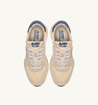 AUTRY Woman REELWIND LOW SNEAKERS IN NYLON SUEDE AND LEATHER COLOR ECRU AND ENSIGN BLUE