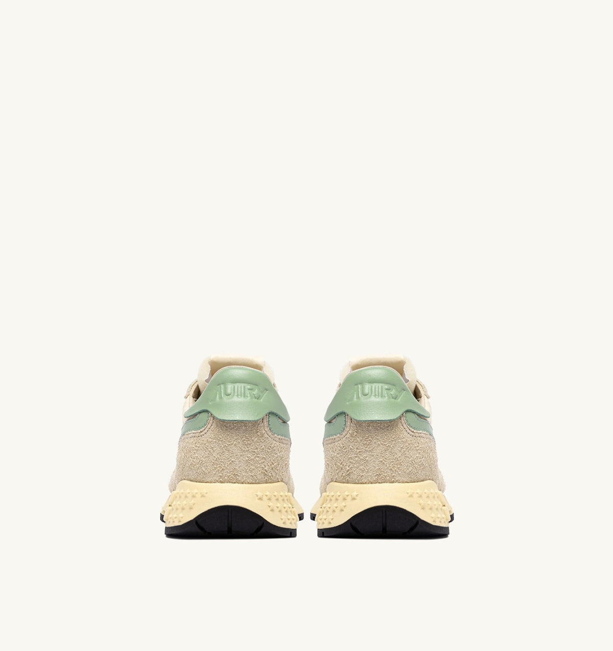 AUTRY Woman REELWIND LOW SNEAKERS IN ECRU AND RESEDA NYLON AND SUEDE
