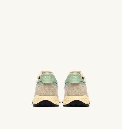 AUTRY Woman REELWIND LOW SNEAKERS IN ECRU AND RESEDA NYLON AND SUEDE