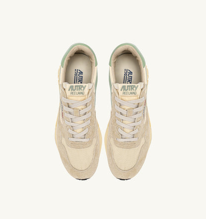 AUTRY Woman REELWIND LOW SNEAKERS IN ECRU AND RESEDA NYLON AND SUEDE