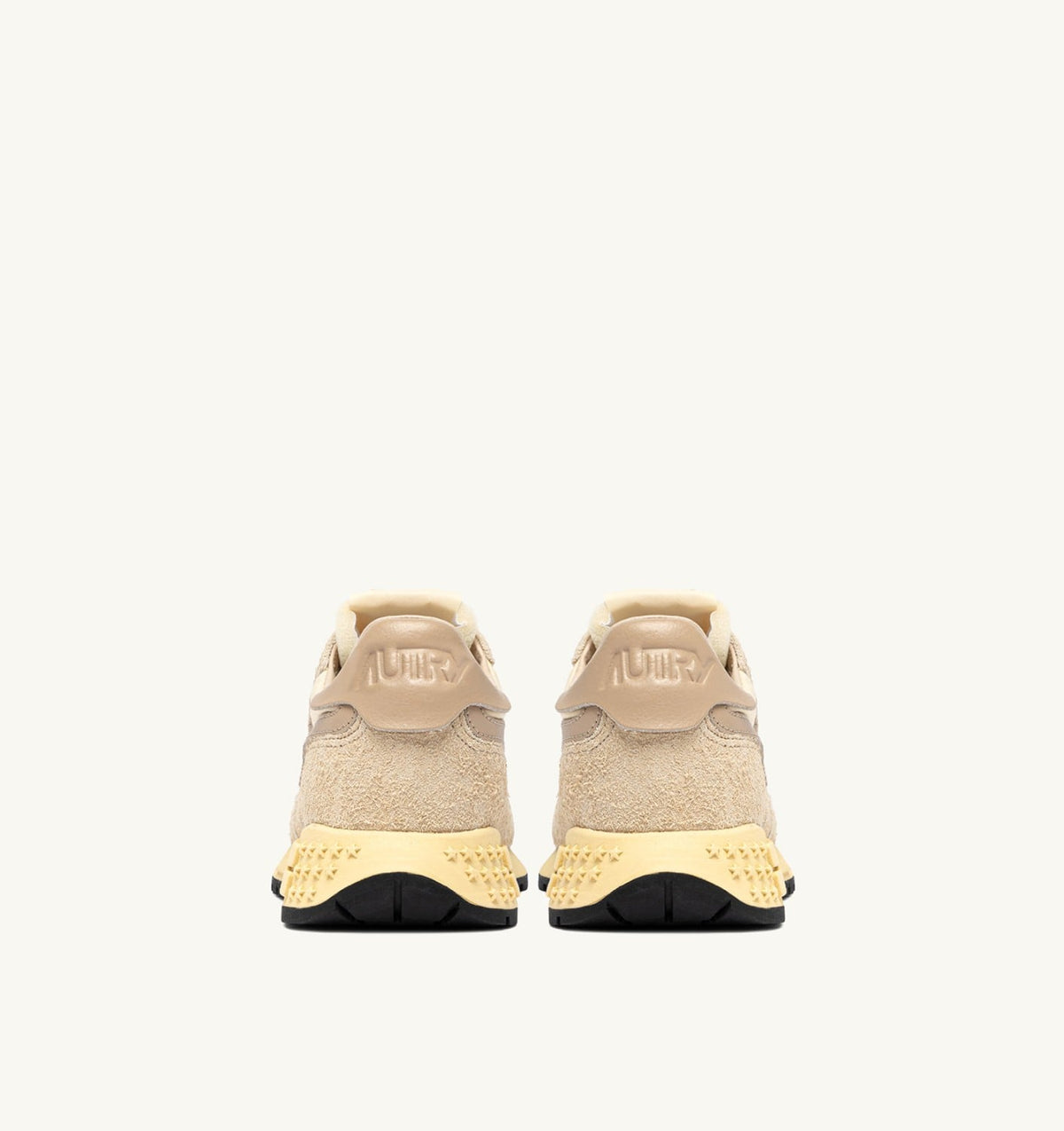 AUTRY Woman REELWIND LOW SNEAKERS IN ECRU AND WHITE PEPPER NYLON AND SUEDE