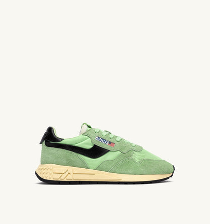 AUTRY Woman REELWIND LOW SNEAKERS IN PISTACHIO AND BLACK NYLON AND SUEDE
