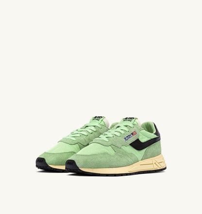 AUTRY Woman REELWIND LOW SNEAKERS IN PISTACHIO AND BLACK NYLON AND SUEDE