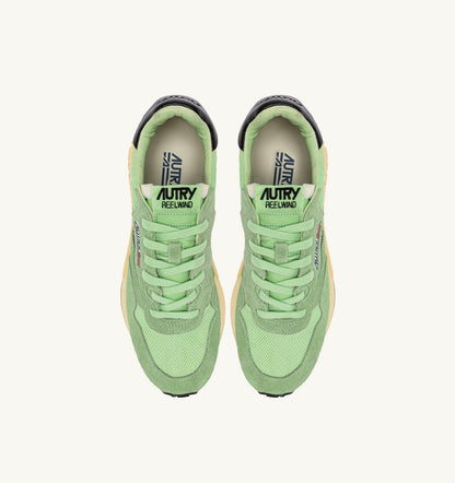 AUTRY Woman REELWIND LOW SNEAKERS IN PISTACHIO AND BLACK NYLON AND SUEDE