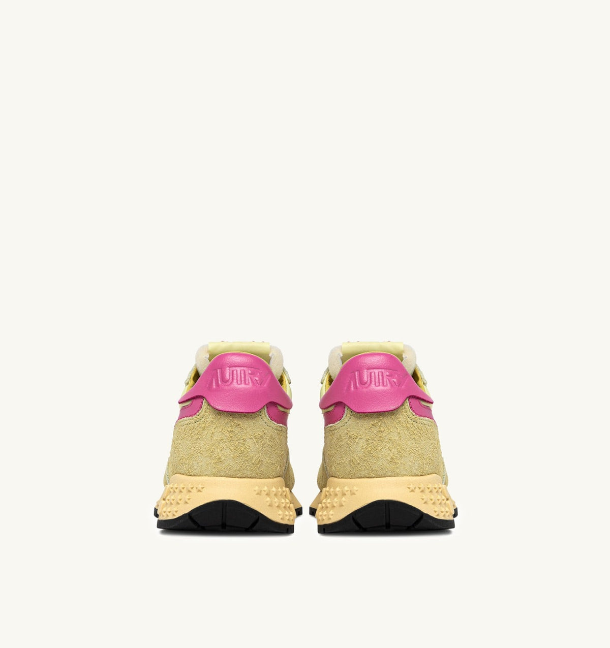 AUTRY Woman REELWIND LOW SNEAKERS IN STRAW AND CHATEAU ROSE NYLON AND SUEDE