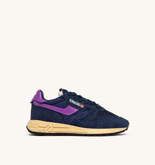 AUTRY Woman REELWIND LOW SNEAKERS IN NAVY AND DEWBERRY NYLON AND SUEDE