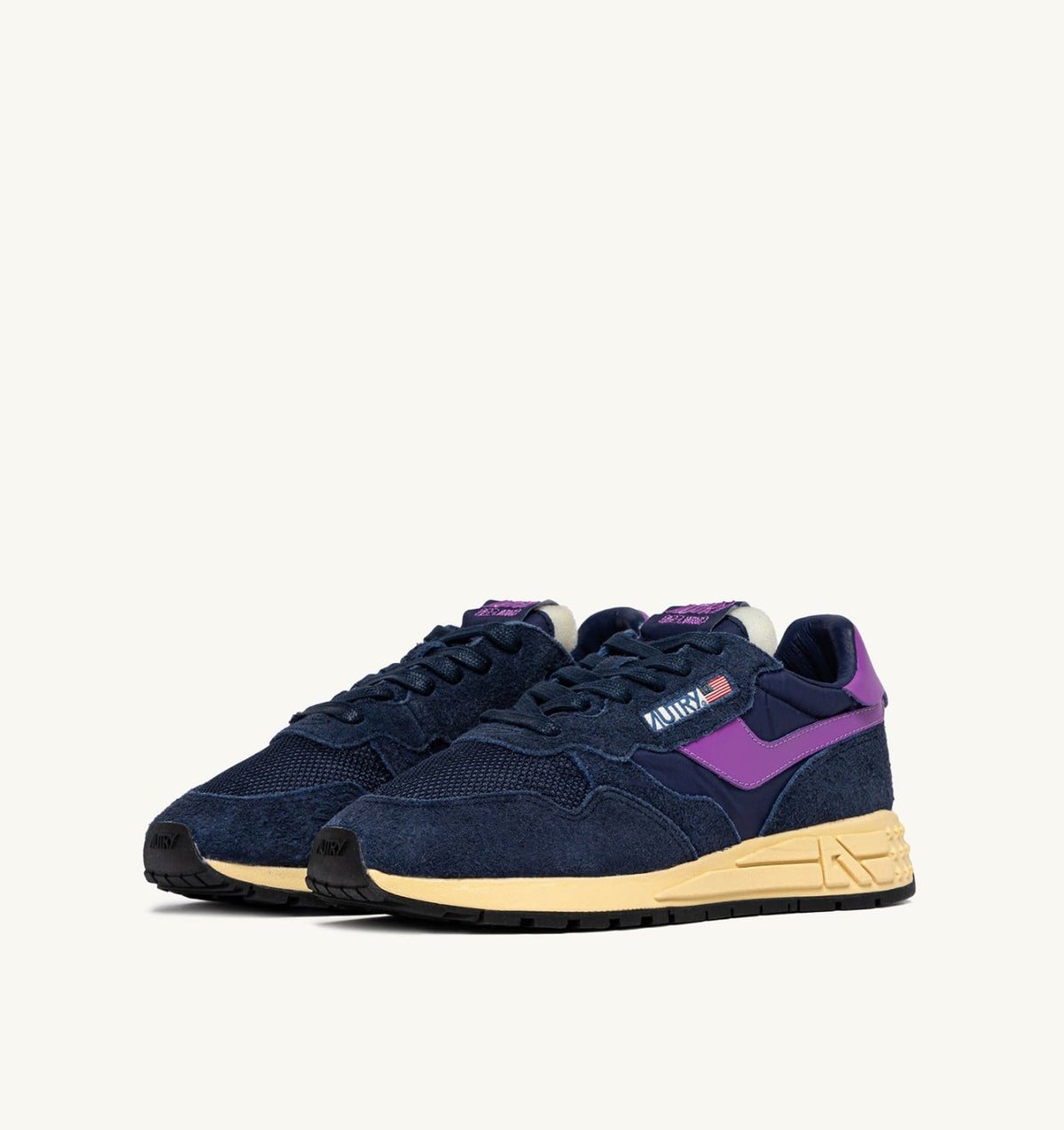 AUTRY Woman REELWIND LOW SNEAKERS IN NAVY AND DEWBERRY NYLON AND SUEDE